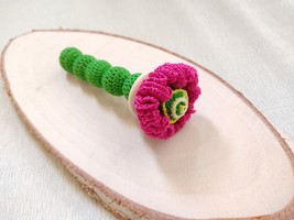 Crochet rattle toy Flower, Natural Baby toys for newborn, Baby Sensory toys, org - $32.40