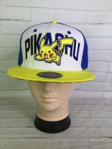 Pokemon Pikachu Embroidered Logo 025 Blue Yellow White Adjustable Snapback Hat - £19.02 GBP