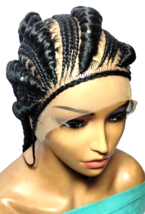 Jumbo Cornrow Braided Wig Full Lace Baby Hair with Beads Insert Wrapped End - $118.80