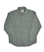 Vintage Territory Ahead Flannel Shirt Mens L Green Cross Pattern Long Sleeve - £22.57 GBP