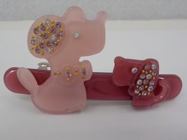 Kly Barrette Small Hair Clip Sequins Mauve Little Dog Pink Mouse Bowtie Handmade - $9.99