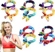 Janmercy 10 Pcs Tie Dye Cooling Neck Wraps Cooling Scarf Ice Bandanas Summer For - £25.57 GBP