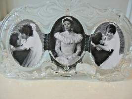 Mikasa Triple Picture Wedding Frame Anniversary Lead Crystal Frosted Germany - £21.63 GBP