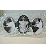 Mikasa Triple Picture Wedding Frame Anniversary Lead Crystal Frosted Ger... - $27.67
