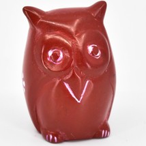 Hand Carved Kisii Soapstone Mini Miniature Red Owl Figurine Made in Kenya - £11.00 GBP