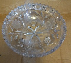 029 Vintage Clear Cut Glass Footed Bowl 8&quot; Wide 4&quot; Tall Nice - £15.73 GBP