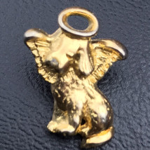 Angel Dog Gold Tone Vintage Metal Pin Brooch Puppy - £7.94 GBP
