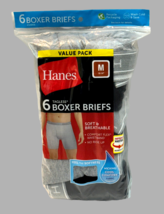 Hanes Tagless Boxer Briefs Mens M (32-34) 6 Pairs 100% Cotton Gray Black - £11.98 GBP