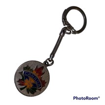 Canada Cloisonné Enamel Keychain Maple Leaf Charm Souvenir Collector Silver Tone - £6.14 GBP