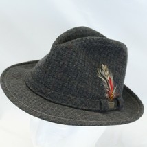 Adam New York Gray 100% Wool Tweed Fedora Hat Size S 6 3/4 - 6 7/8 Men /... - $55.85
