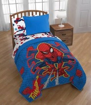 SPIDERMAN ATTACK MARVEL ORIGINAL LICENSED BEDSPREAD QUILTED 2 PCS TWIN SIZE - £42.28 GBP
