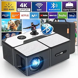 Projector With Wifi And Bluetooth, 5G Mini 1080P/ 4K Support Outdoor Mov... - $333.99