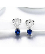 2Ct Round Cut Simulated Blue Sapphire Drop Dangle Earrings 14K White Gol... - £67.01 GBP