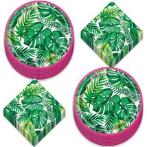 Tropical Luau Party Supplies Flower Paper Dinner Plates and Beverage Nap... - £8.49 GBP+