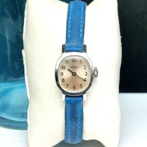 Vintage Timex Ladies Mechanical Wristwatch Blue Leather Band Works - £52.53 GBP