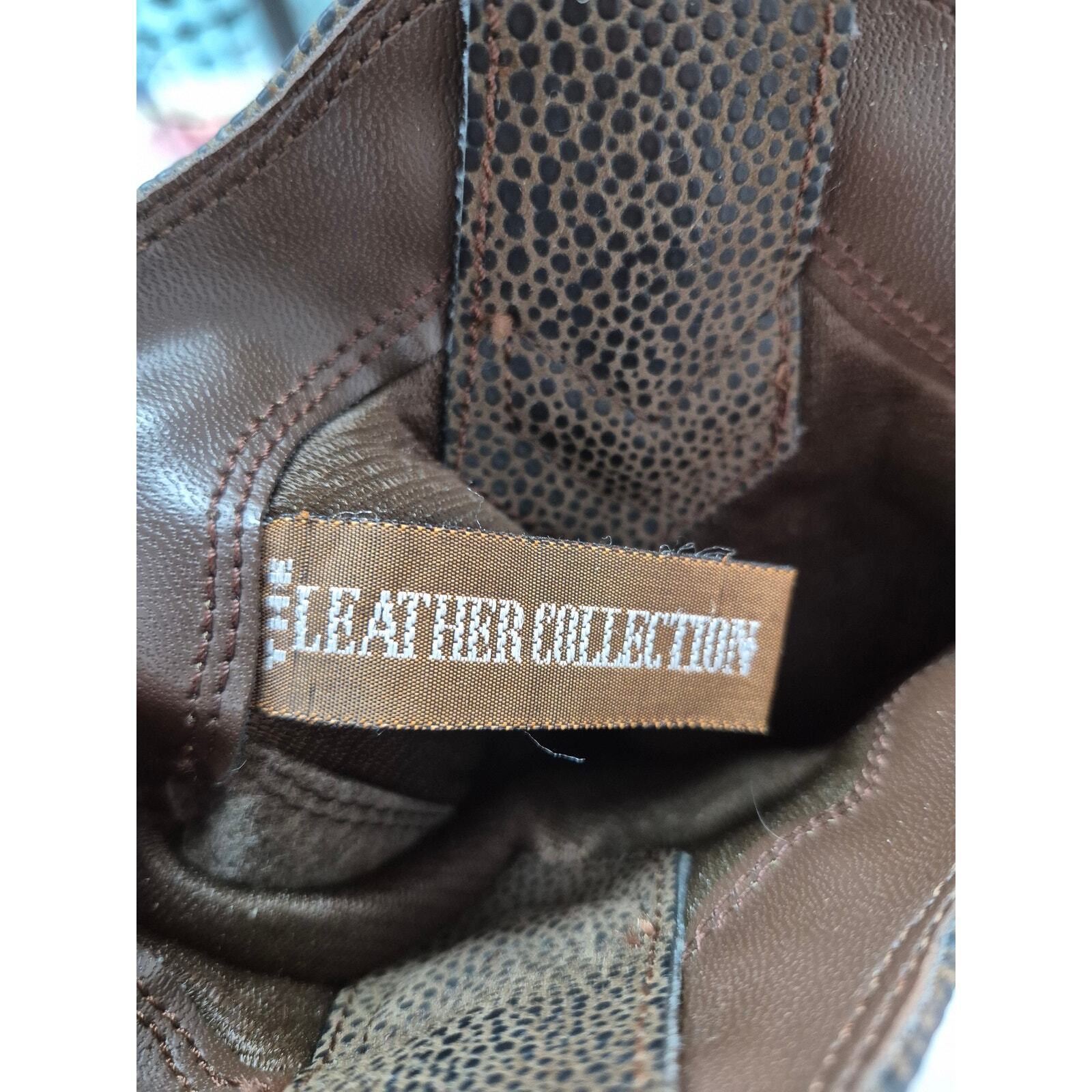 The Leather Collection Brown Coastal Cowgirl  Leather Boots Sz 7.5 Brass Trim Item image 5
