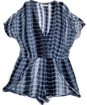Mebon Romper Size Large L Blue Tie Dye Elastic Waist Cold Shoulder Lined... - £15.62 GBP