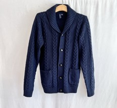 Janie And Jack Boys Cardigan SIZE 12 Navy Blue Shawl Collar Sweater EUC - $279.41 MXN
