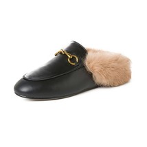  Slides Muller Shoes 2021 New Women&#39;s Fluffy Slippers Outerwear Rabbit  Toe Cap  - £81.21 GBP