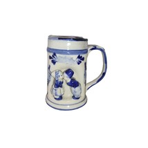 Delft Blue Kissing Boy Girl Tankard Mug Holland Blue and White Vintage 60s - 70s - £14.82 GBP