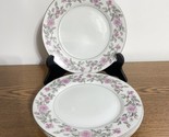 Harmony House China Laura Charcoal  Set Of 4 Salad Plates 7.5” Pink Rose... - $14.69