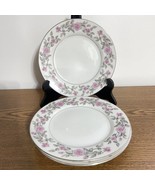 Harmony House China Laura Charcoal  Set Of 4 Salad Plates 7.5” Pink Rose... - $14.69