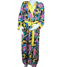 Gold Label Victorias Secret Silk Robe Womens O/S Maxi Floral Jacquard Vintage - £136.89 GBP
