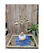 Vintage Candelabra Silver &amp; Marble Ornate 5 Arm Candle Holder - $89.00