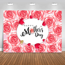 Happy Mother&#39;S Day Backdrop Red Flowers Wall Background I Love Mom Mother&#39;S Day - £20.04 GBP