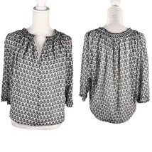 Diane von Furstenberg Silk Blouse 2 Black White Tunic Ruffle Collar - £31.10 GBP