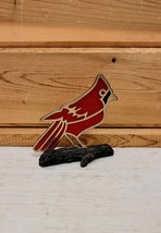 Vintage Faux Stained Glass Cardinal Bird Figurine - $23.74