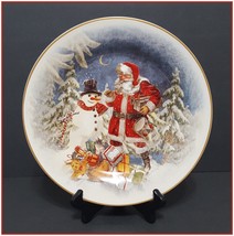 NEW RARE Pottery Barn Nostalgic Santa Winter Forest Dinner Plate 10.75&quot; Stonewar - £31.96 GBP