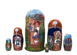 Red Riding Hood Nesting Doll - 5&quot; w/ 6 Piece - £79.93 GBP