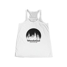 Women Flowy Racerback Tank - Black Wanderlust Print - Adventure Nature E... - £33.67 GBP