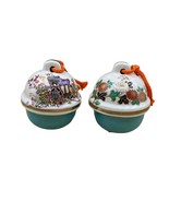 Satsuma Pottery Hanging Bell Japanese Carriage Floral Scene 2 pair - €30,80 EUR