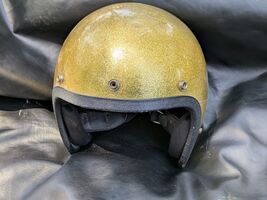 Casque De Moto Vintage Norcon TW-1 Or Pailleté Métallique Avec Sangle - €35,72 EUR