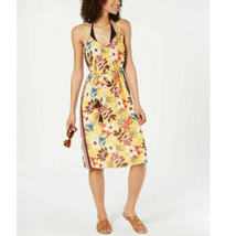 Miken Women&#39;s Floral Tropic Print Swim Cover-Up Slip Dress Size S Yellow New - £15.92 GBP