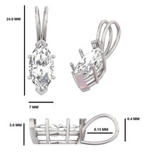 8 KT Taglio Marquise Ciondolo Zircone Cubico Argento Sterling - £61.61 GBP