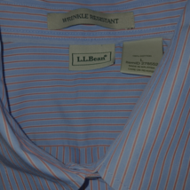 L.L. BEAN MEN&#39;S LS WRINKLE RESISTANT BLUE PINSTRIPE 100% COTTON SHIRT-L-... - $17.99