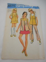 Vintage 1970s Girls Size 7 Simplicy pattern 8675 skirt pants vest - $148.61 MXN