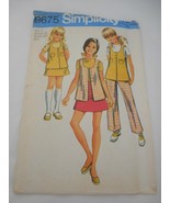 Vintage 1970s Girls Size 7 Simplicy pattern 8675 skirt pants vest - $7.99