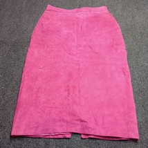 Vintage G III Leather Skirt Women Size 11 Pink Maxi Snap Slit Lined - £36.47 GBP