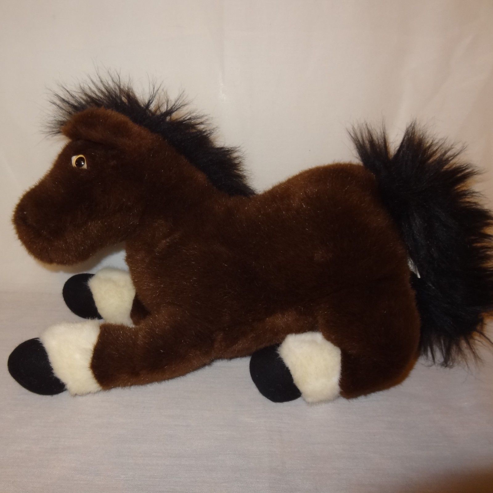 Horse Pony Brown White Stuffed Animal 15" Plush Toy Plushland - $14.89