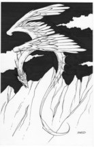 Original RPG Art by Fred &quot;Phred&quot; Rawles; Dragon in Flight Fantasy - £63.12 GBP