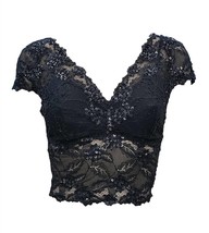 Pj Harlow grace lace hand beaded cami with sleeves in Black - £32.56 GBP