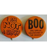 Vtg 1970s Halloween Pins Boo &amp; Similar Salutations I Am Not A Spook 2 1/4&quot; - $13.99