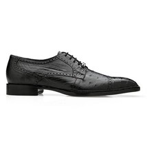 Belvedere Men's Shoes Martino Genuine Caiman Crocodile/Ostrich Black R104 image 9