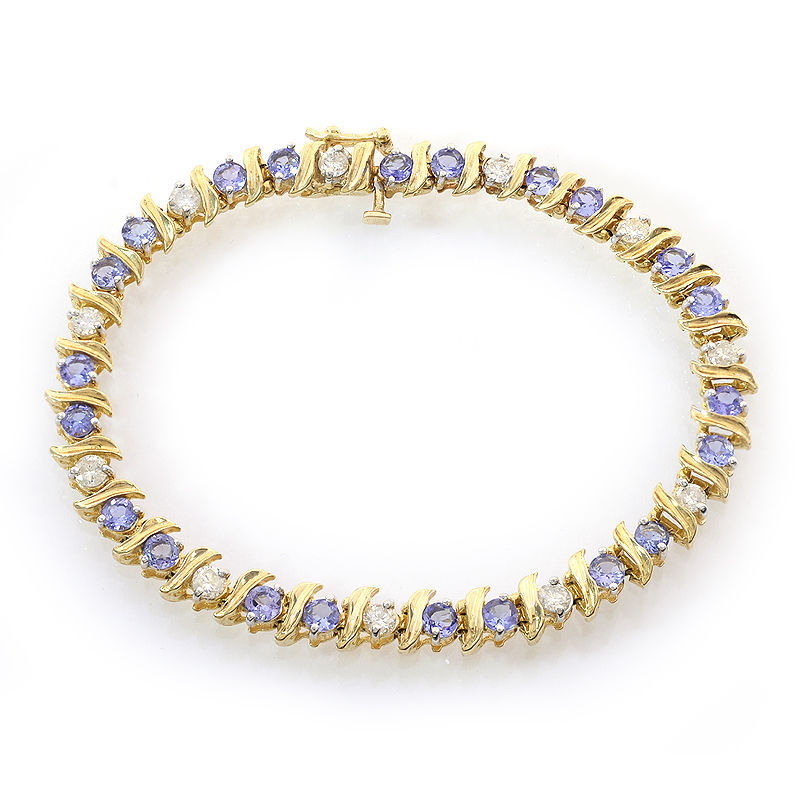 Primary image for 1.50 Carat Diamond and 4.00 Carat Tanzanite 14k Yellow Gold Tennis Bracelet