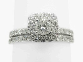 1.73ct tw Natural Diamond Halo Engagement &amp; Wedding Set 10k White Gold Size 9.75 - £1,198.01 GBP