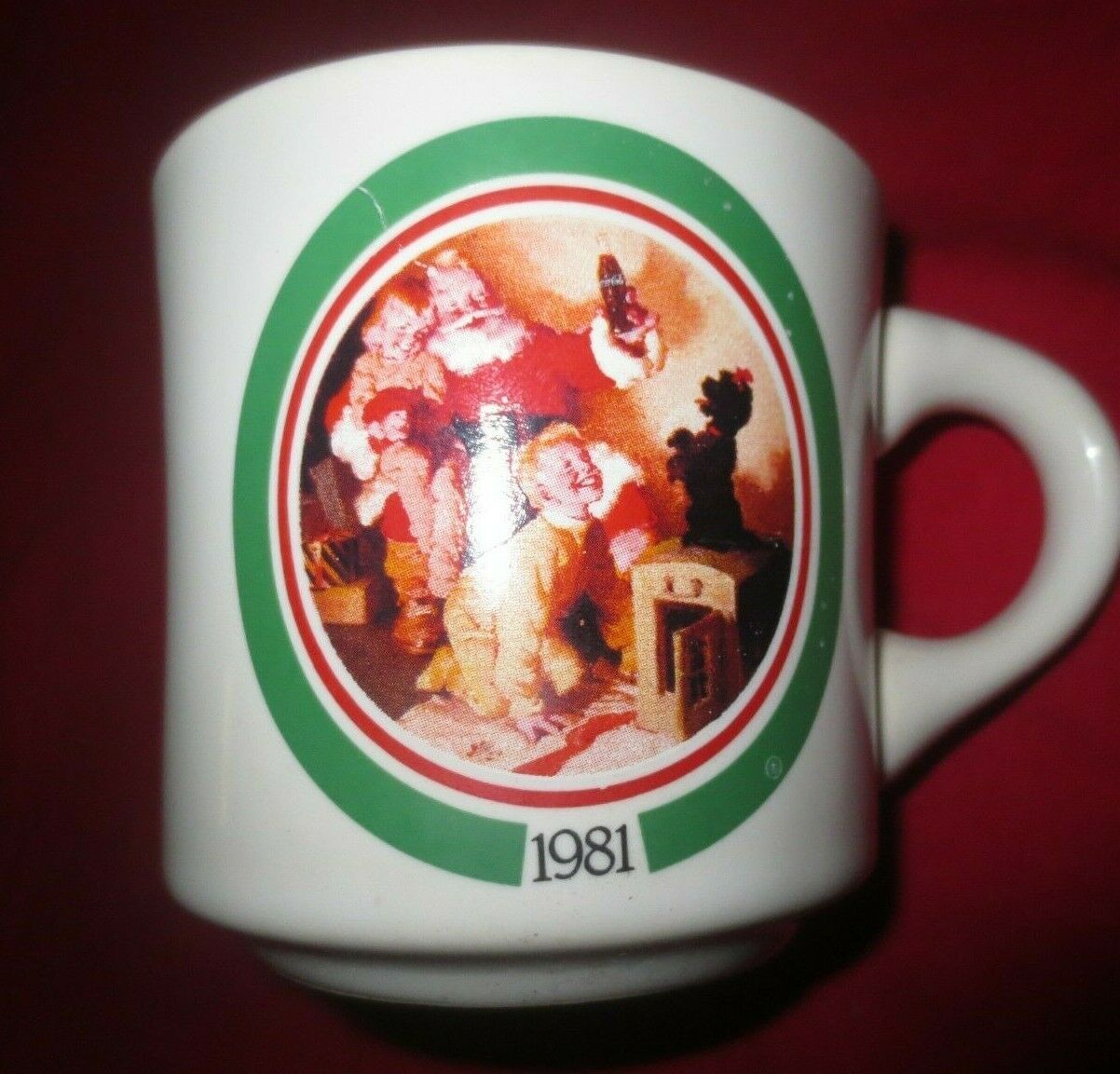 Coca-Cola Christmas Scene with Santa and Children Coffee Mug Cup 1981 10oz - £3.55 GBP